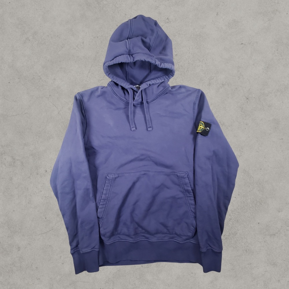 Stone Island Hoodie Mens Large Blue Fleece Pullover Compass Patch Authentic